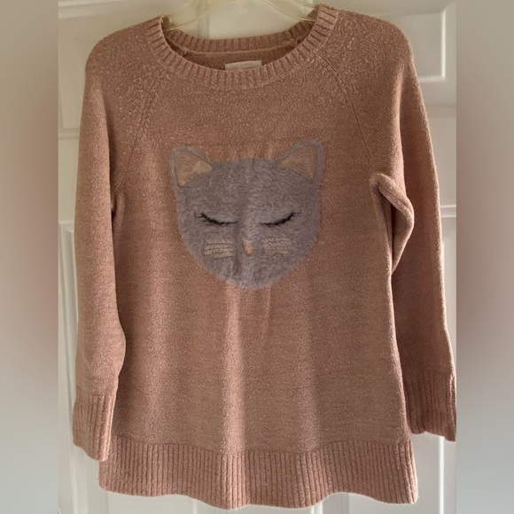 LC Lauren Conrad Beige Sweater with Cat Design - Picture 4 of 12